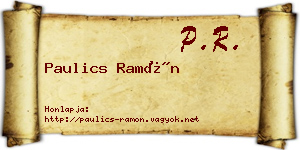 Paulics Ramón névjegykártya